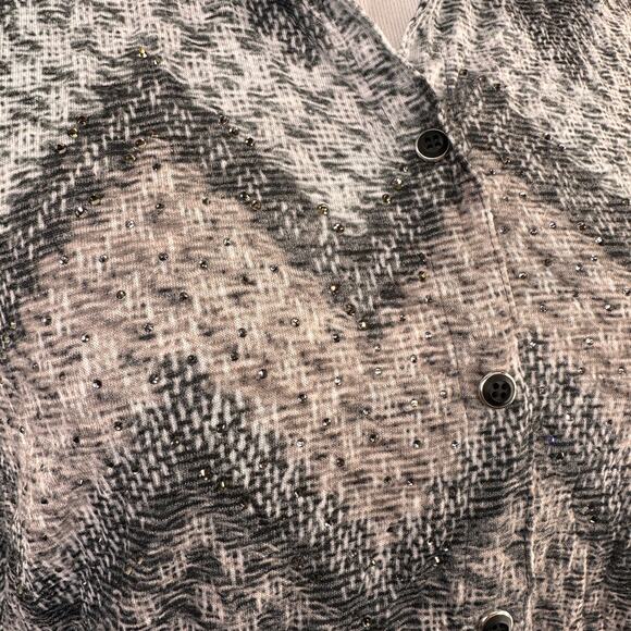 David Cline Chevron Zig Zag Rhinestone Bling Button Up Blouse Size Medium - Picture 8 of 9